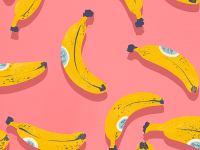 Banana mood 2d bananas color colorful illustration pattern pink procreate procreate app yellow