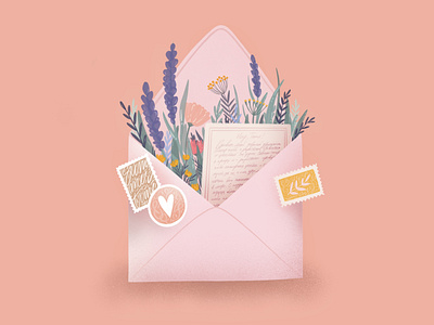 Summer letter 2d color colorful cute flowers illustration letter pink procreate procreate app
