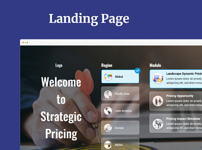 Landing Page with selections landing page module selection product design region selection ui uiux