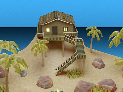 Island Escape 3d blender digital artwork illustration