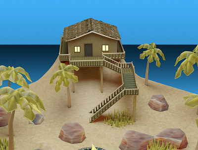 Island Escape 3d blender digital artwork illustration