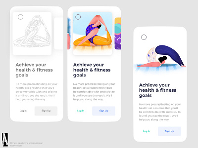 Fitness app home screen design exploration mobile