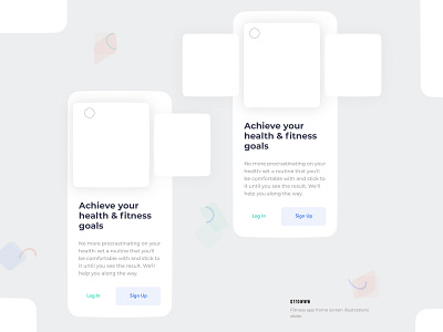 Fitness app home screen illustrations slider mobile