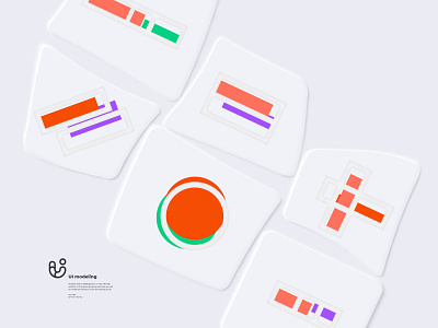 Abstract illustrations for UI modeling using Soft UI technique f branding decoration pattern icons soft ui symbol ui