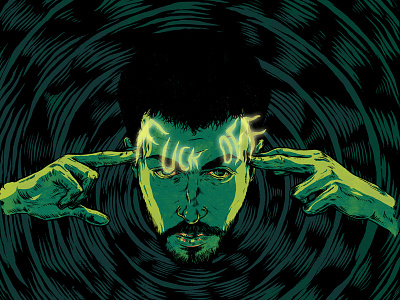 Mind-control powers in good use colors comics dark editorial illustration people superpowers type