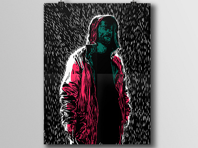 Raining Again digital drawing editorial illustration ink people portrait