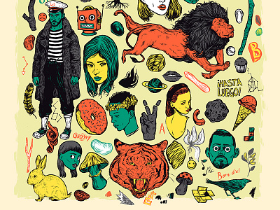 More Things Pattern - Detail 01 colors design digital doodle ink editorial illustration pattern people portrait