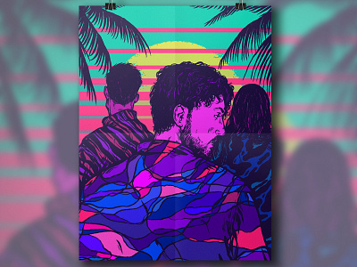 Synthwave Summer digital editorial illustration ink people portrait summer design synthwave