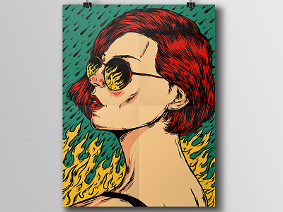 Let it burn digital illustration editorial editorial illustration illustration ink pop art portrait