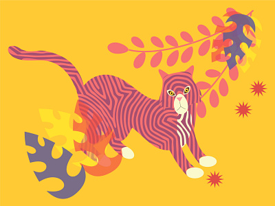 Tiger animation app art design illustration minimal typography vector webdesign website