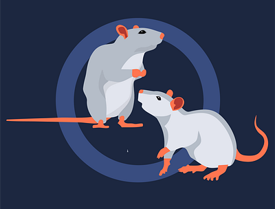 vector illustration of rats for new year card design drawn illustration typography vector