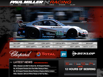 Paul Miller Racing black design grunge racing red website