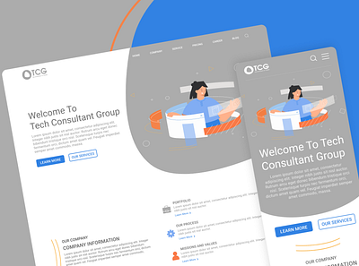 TCG: Technology consultant group branding design hero illustration landing landing page tech tech consultant ui ux web web design