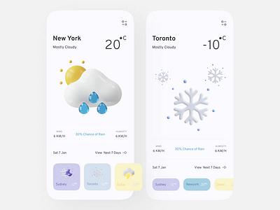 Weathery: Weather App Concept 2021 3d animation app application branding design graphic design illustration light minimal motion motion graphics sun typography ui ux vector weather weatherapp