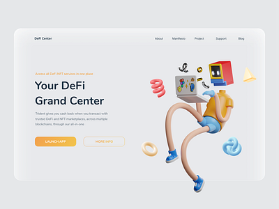 Defi Center Landing Page 2021 3d 3d illustration branding coin cryptocurrency design illustration landing landing page light logo ui ux vector web