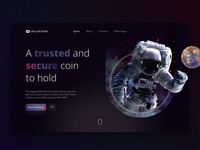 Dollar Done: Cryptocurrency website 2021 branding coin crypto cryptocurrency dark dark design defi design dollar finance4 graphic design illustration landing page trend ui ux vector web web design