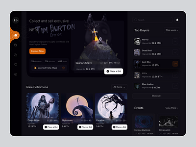 Halloween Special NFT marketplace 2022 admin panel auction crypto crypto web cryptocurrency dapp dark dark mode darkmode dashboard decentralized halloween nft nft dashboard nft marketplace spooky tim burton token