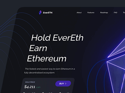 EverETH: Crypto Landing page 2022 3d 3d animations 3d ethereum animation blender crypto cryptocurrency dark mode defi design eth ethereum illustration landing page ui ux vector website