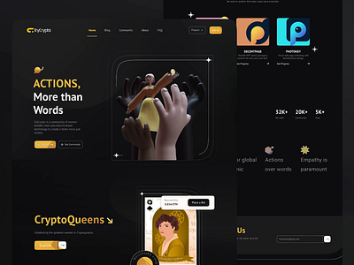 TryCrypto: Crypto Website 3d 3d coin 3d crypto 3d hands 3d lady animation blender branding crypto cryptocurrency darkmode design graphic design motion graphics nft trycrypto ui ux wensite