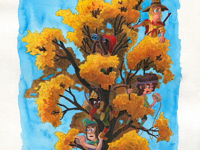 Tree Patrol acrylic paint adobe photoshop illustration kids scouts trees web comic wilderness