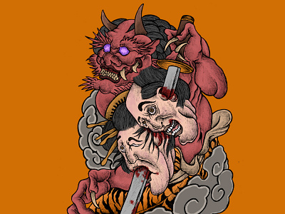 Japanese Monster artwork branding design illustration logo tshirt tshirtart