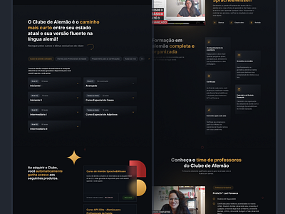 Landing page - Clube de Alemão dark mode design interface design language course online course ui ux website