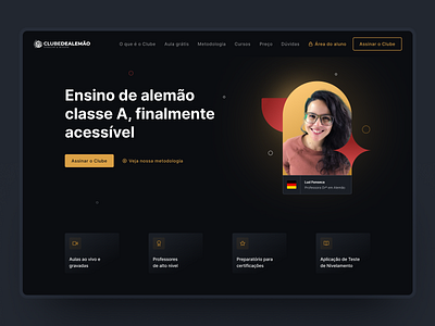 Landing page - Clube de Alemão dark mode design interface design online course ui ux website