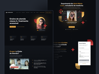 Landing page - Clube de Alemão dark mode design interface design online course ui ux website