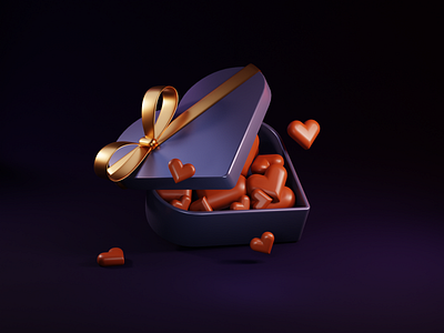 Valentine's Day Candy Box 3d 3dart blender blender3d candy candybox graphic design illustration love ui valentinesday