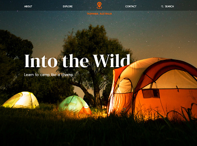 camping website ui camping concept design minimal modern travel typography ui ui design ux vector web webdesign