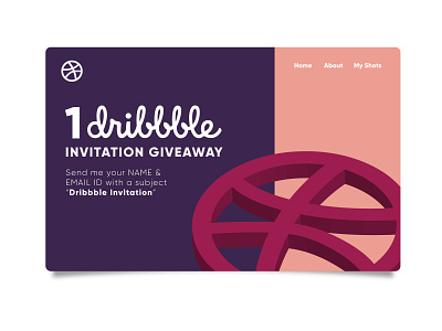 One Dribbble Invitation dribbble invitation giveaway illustration landing page ui design