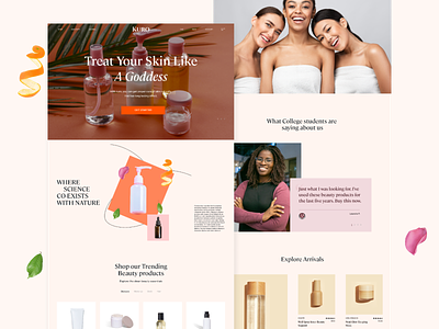 E-commerce web design for selling beauty products branding design figma photoshop typography ui ux