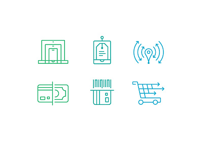 Mobile Retail Icons cart icon set icons line mobile money monoweight retail shopping