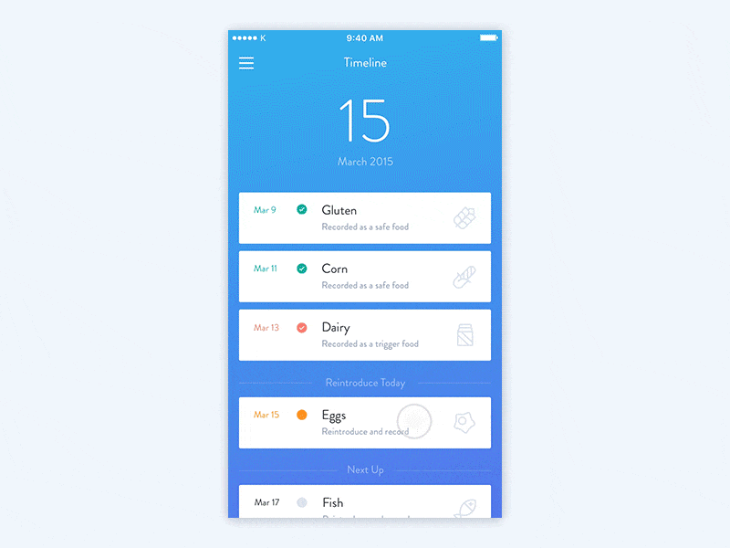 Timeline animation app food gif health medical mobile principle prototype timeline ui ux