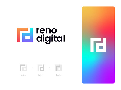 Reno Digital Logo Design: Letter R + Letter D + Growth
