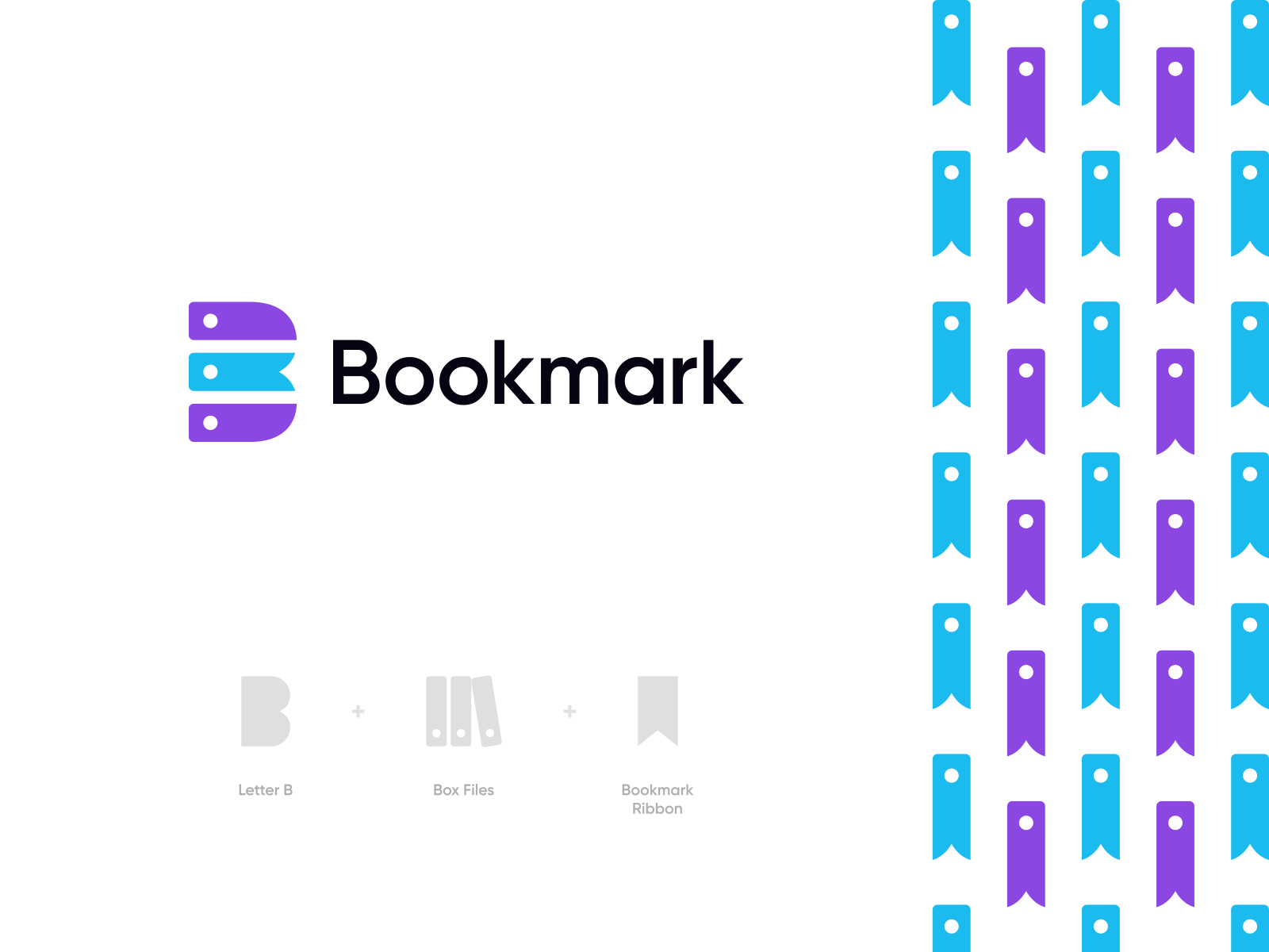 Bookmark Logo Design: Letter B + Box Files + Bookmark Ribbon By Rafij ...