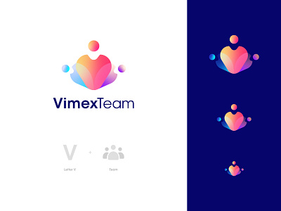 VimexTeam Logo Design: Letter V + Team branding collaboration collaboration logo letter v logo design meeting meeting logo modern modern logo office office logo people people logo person software team team logo teams unique logo video call