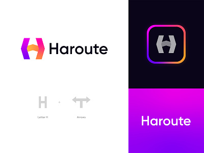 Haroute Logo Design: Letter H + Arrows