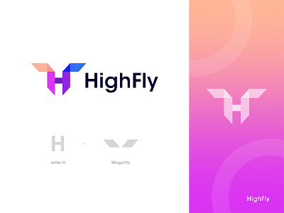HighFly Logo Design: Letter H + Wings/Fly