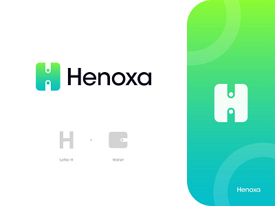 Henoxa Crypto Wallet Logo Design: Letter H + Wallet