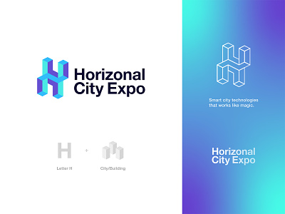 Horizonal City Expo Logo Design: Letter H + City/Building