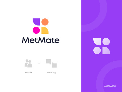 MetMate Logo Design: People, Person, Team, Meeting abstract logo branding collaboration collaboration logo logo logo design logo designer meet meeting meeting logo modern logo people logo person popular logo project management remote work software software logo team team logo