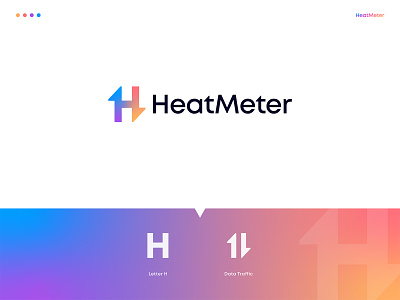 HeatMeter Logo Design: Letter H, Data Traffic, Bandwidth Monitor