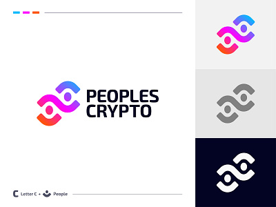 Peoples Crypto Logo Design: Letter C + People article bitcoin blockchain blog branding business logo crypto crypto logo cryptocurrency letter c logo logo design megazine modern logo monogram news newspaper newspaper logo people people logo