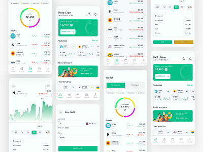 Stock Investment App - Mobile UI/Light mode app cryptocurrency currency darkmode design fiat figma finance fintech investment mobile statistics stock trading ui ui design