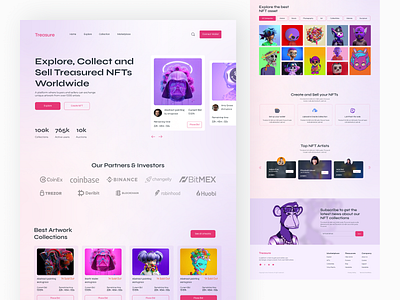 NFT artwork marketplace landing page design - Light mode