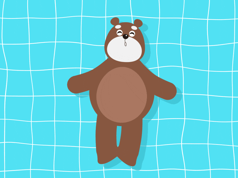 Swimming animation bear character fitness summer swim