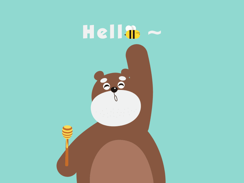 Hello bear bee cartoon character design hello honey illustration motion graphic