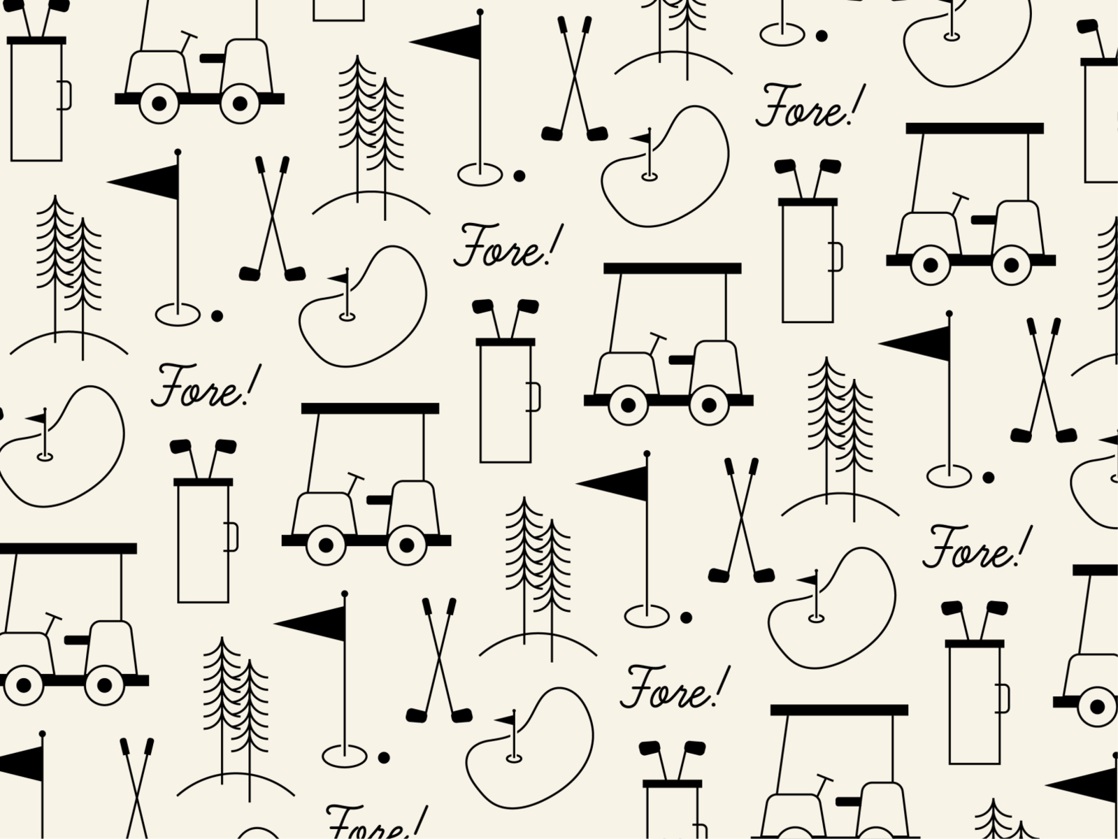 Fore! Golf Pattern golf golf ball golf cart golf club golf icons golfing icon set pattern design sports sports design sports pattern