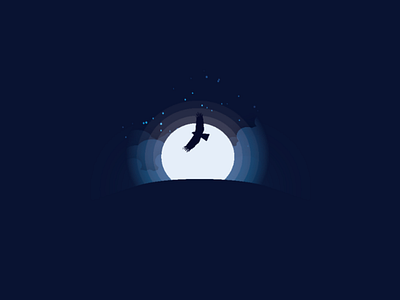 Nighttime Bird Silhouette illustrator moonscape silhouette